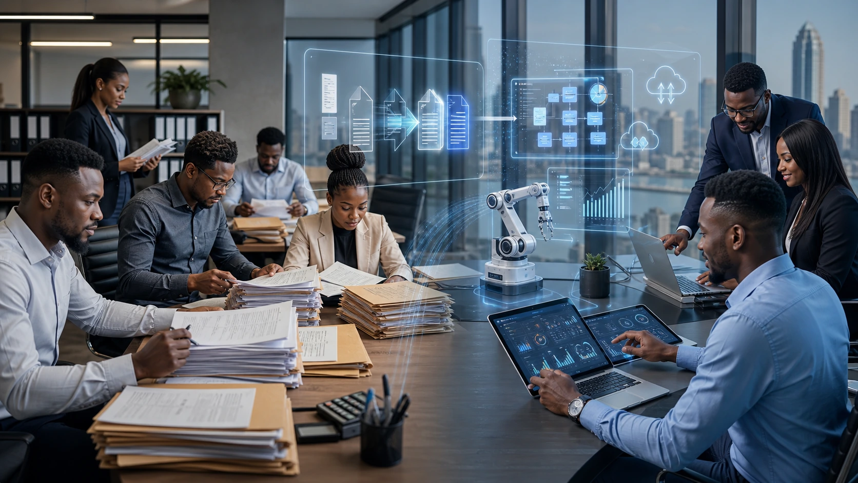African team moving from manual paperwork to automation