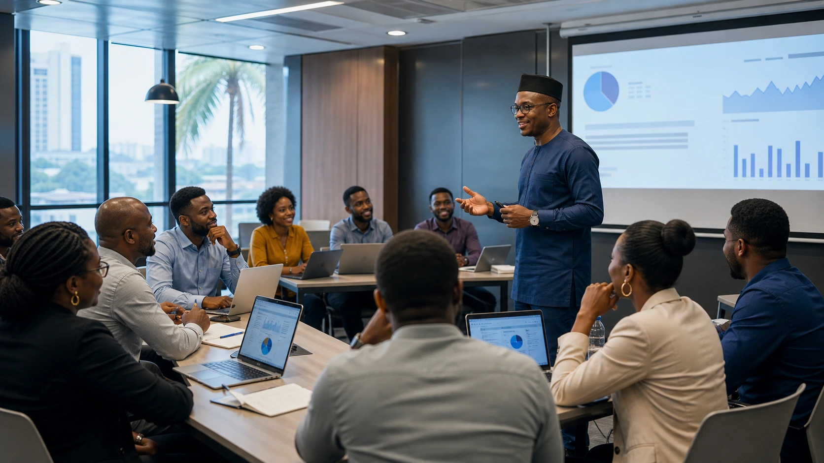 African professionals in a Lagos training session
