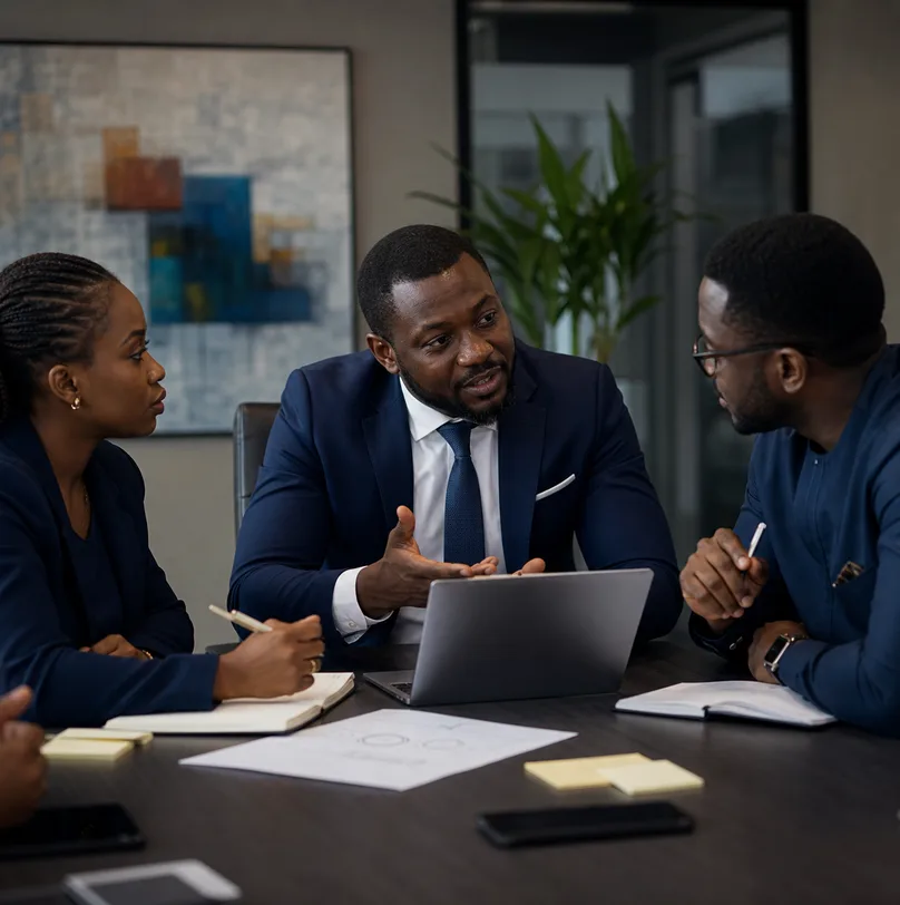 Nigerian consultant leading a client discovery workshop