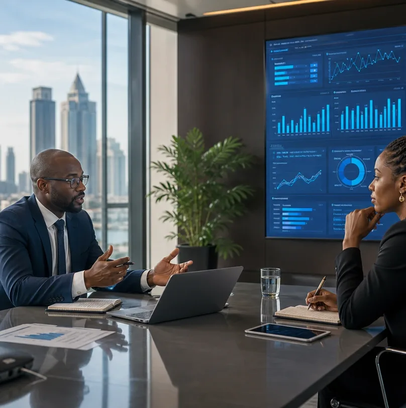Nigerian executives reviewing a practical business strategy