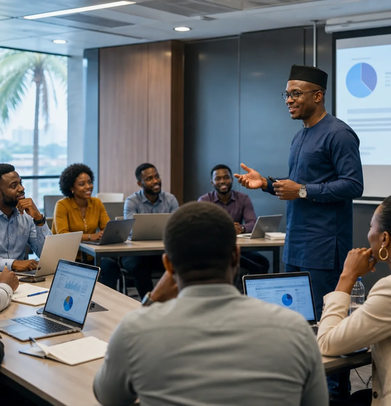 Nigerian professionals taking part in a practical digital skills workshop